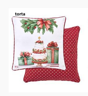 N.S.LEG251811B Párna töltelékkel 40x40cm, pamut, Storia di Natale torta