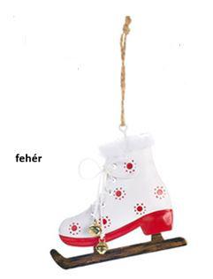 N.S.LWG251609B Korcsolya 10x8,5cm, fém függődísz dekorfigura, fehér