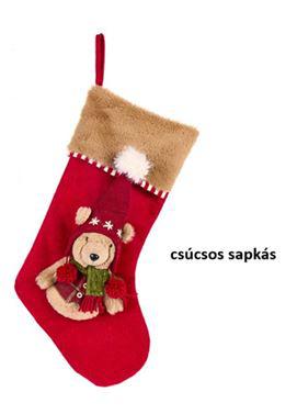 N.S.XAD251606B Textil kandallócsizma 26x8x47cm, csúcsos sapkás macival