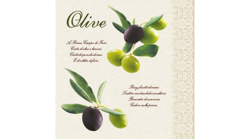 Olivás szalvéta, P.W.SDL038000 Olive papírszalvéta 33x33cm,20db-os