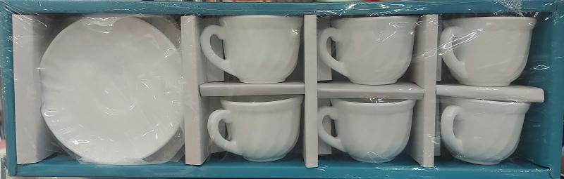 Opal üveg mokkás csésze készlet, alátéttel, 9cl, 6db