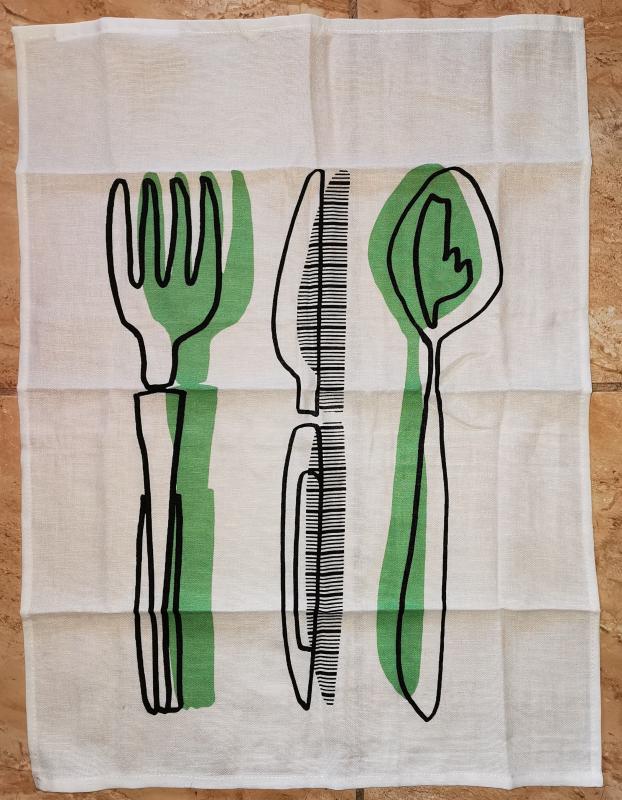 Pamut konyharuha, kanál-kés-villa minta, 45x60 cm, 1 db
