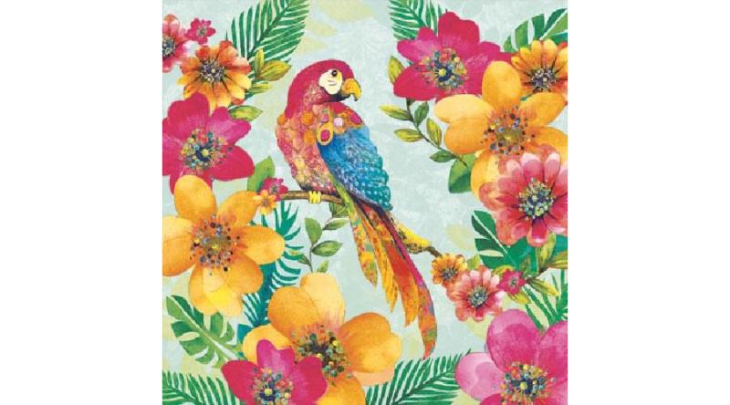 Papagájos szalvéta, AMB.13308195 Tropical Parrot papírszalvéta 33x33cm,20db-os