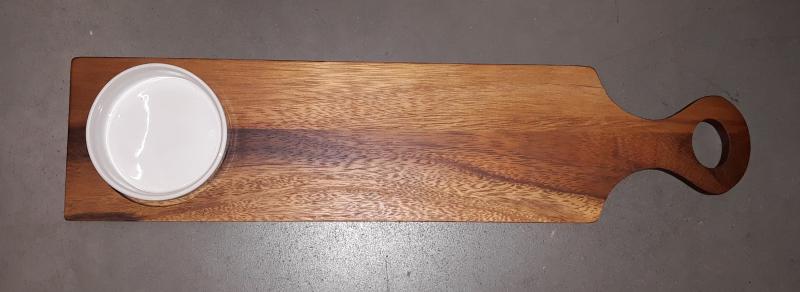 Parawood Fa kínáló tálca+porcelán tál, sötétbarna, 55X13X1,5 cm, 210008