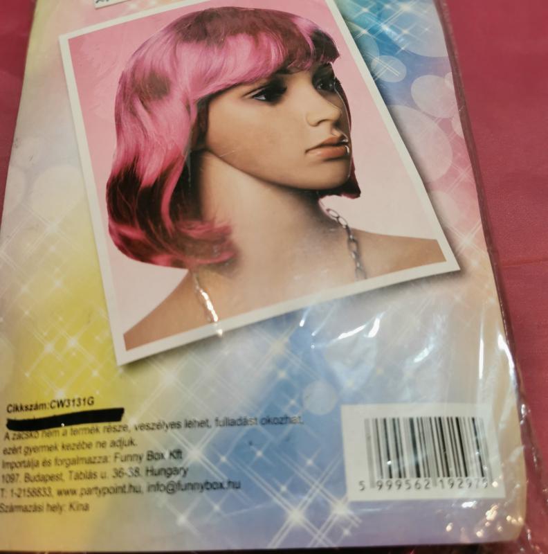 Paróka, ciklámen színű, 1 db