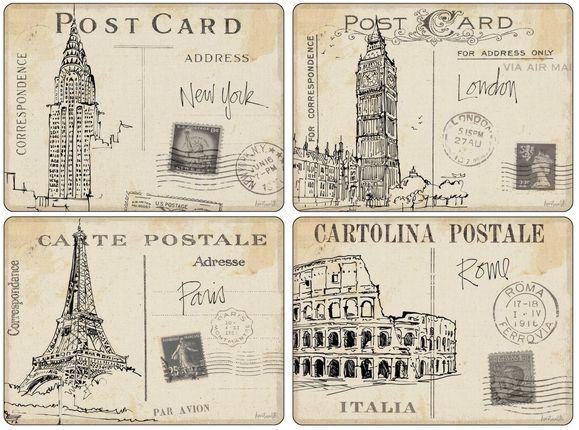 Pimpernel parafa tányéralátét, Postcards ( Képeslapok), 40X30 cm, 4 db, 319002