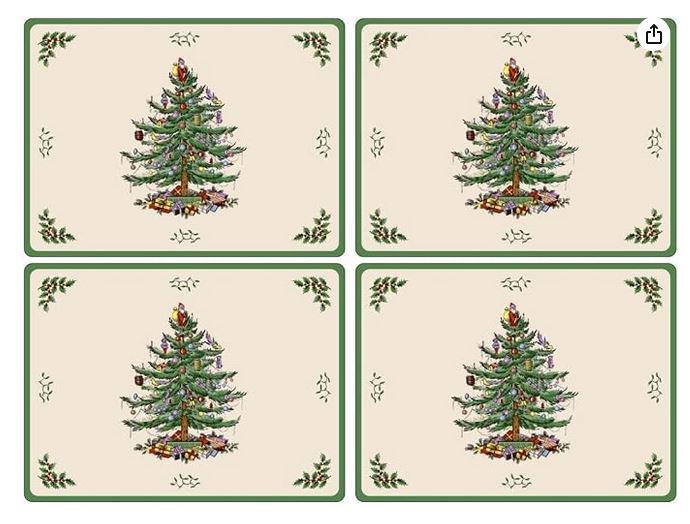 Pimpernel parafa tányéralátét, Spode Christmas Tree, 40X30 cm, 4 db, 319002