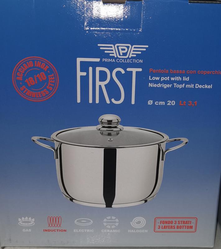 Pintinox First rozsdamentes fazék fedővel, 20 cm, 3,1 liter, indukciós