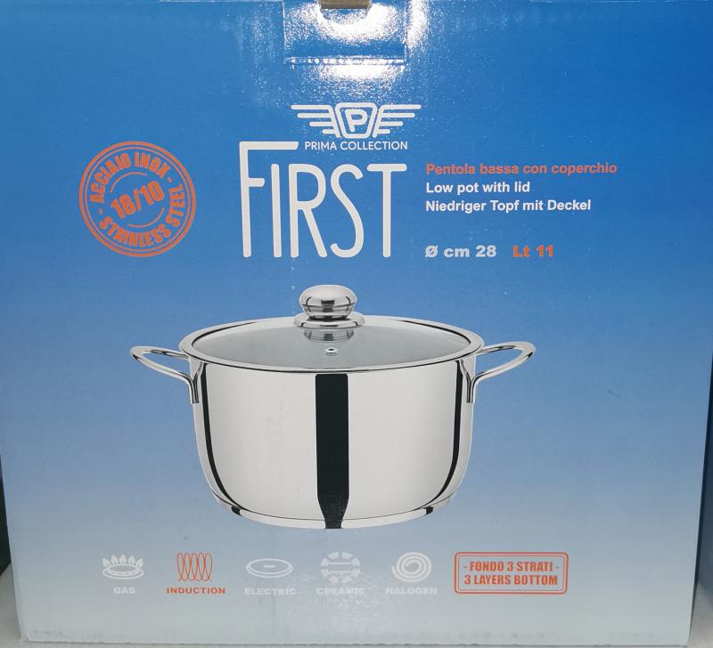 Pintinox First rozsdamentes fazék fedővel, 28 cm, 11 liter, indukciós