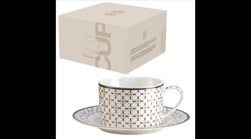 P.M.PM0124CHRL Porcelán teáscsésze+alj 220ml dobozban, Charles