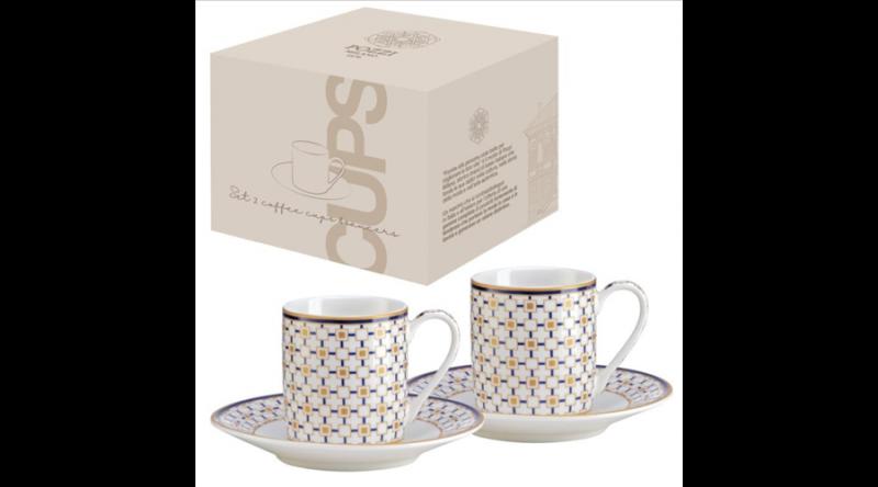 P.M.PM0125CHRL Porcelán eszpresszócsésze+alj 80ml, 2 személyes, dobozban, Charles