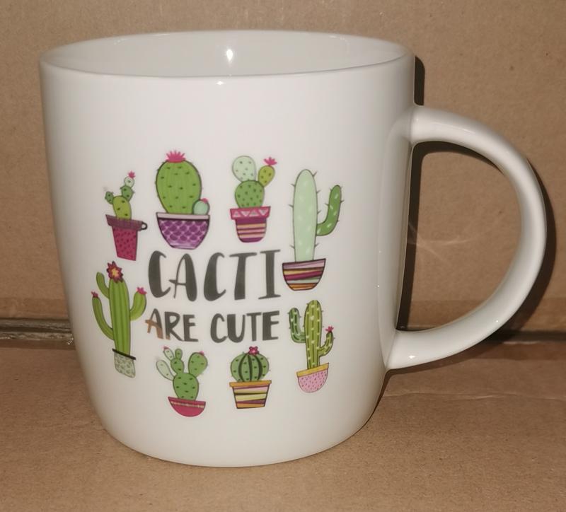 Porcelán bögre kaktusz, 38 cl, 1 db