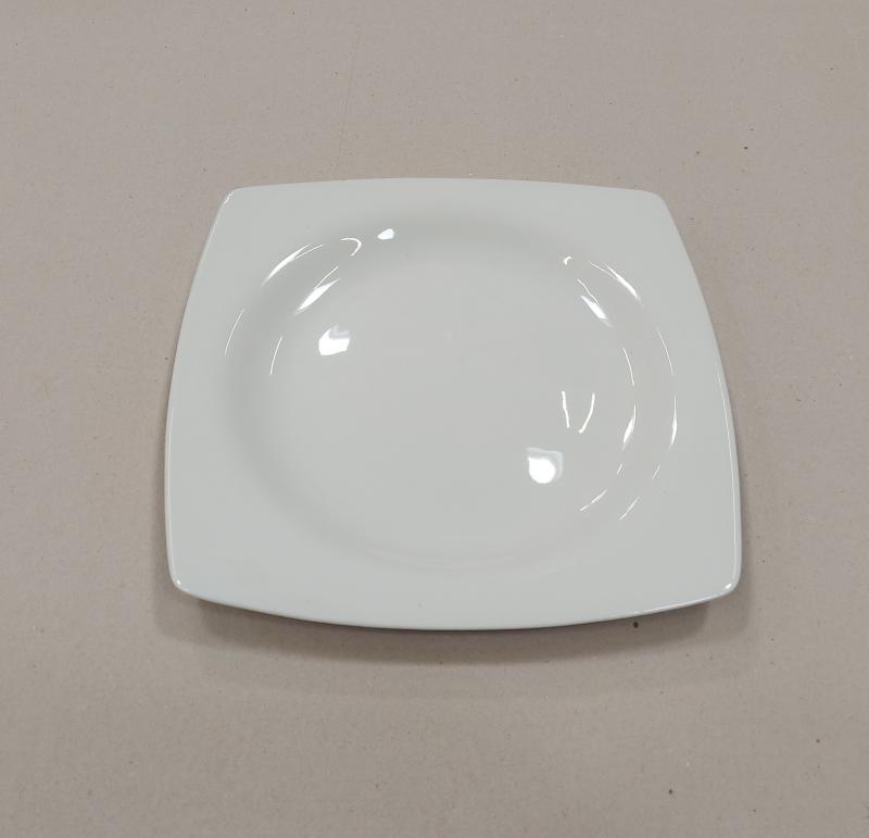 Porcelán szögletes desszert tányér, fehér, 22cm, BNMR