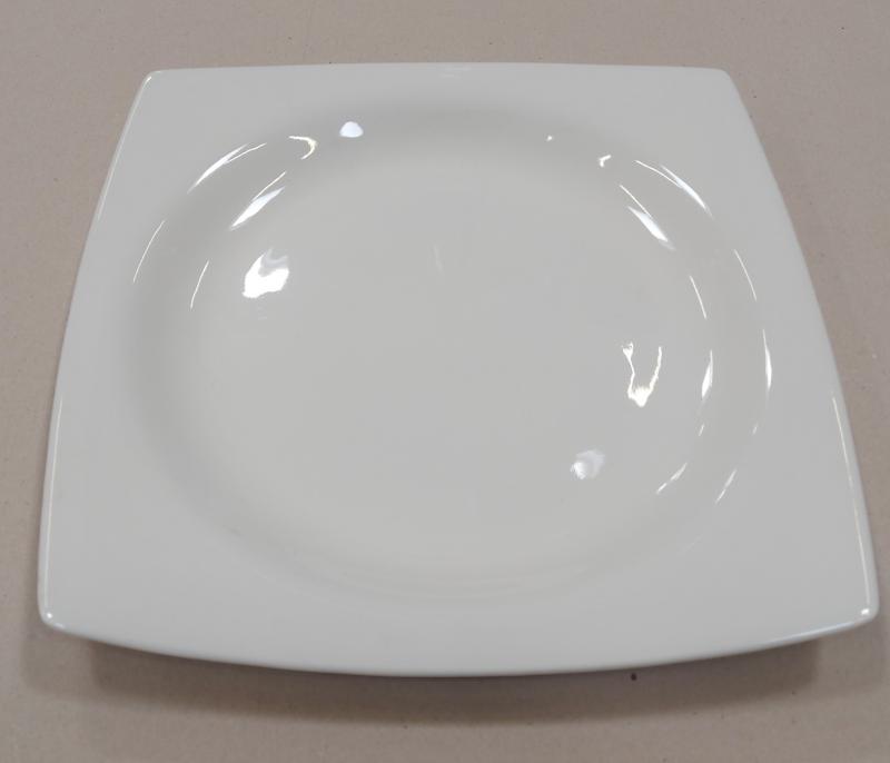 Porcelán szögletes lapos tányér, fehér, 27cm, BNMR