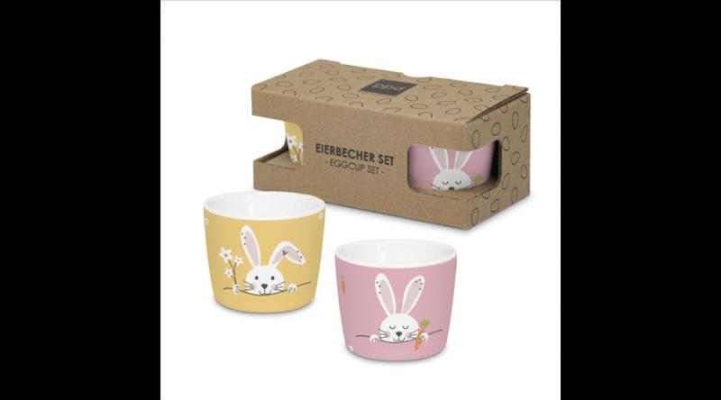 PPD.262402948 Porcelán tojástartó 2db-os szett dobozban 5,2cm, Hello & Easter