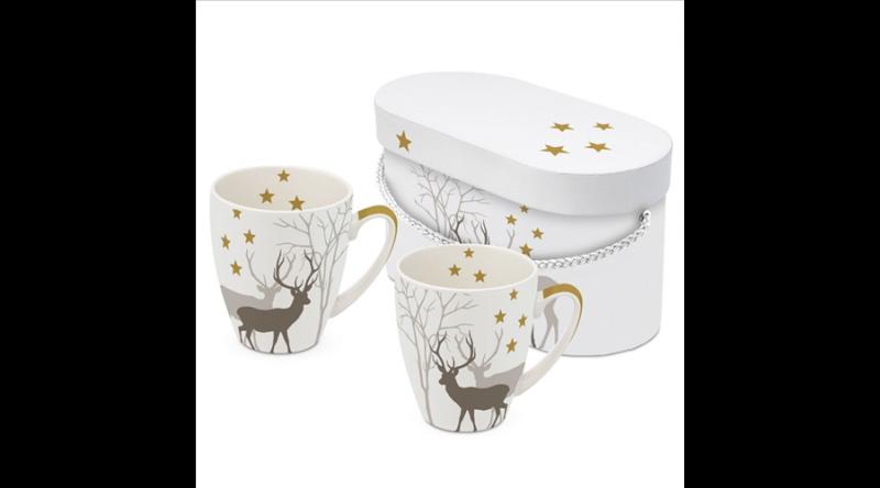 PPD.360102824 Porcelánbögre 0,35l dobozban,2db-os, Winter Deers white