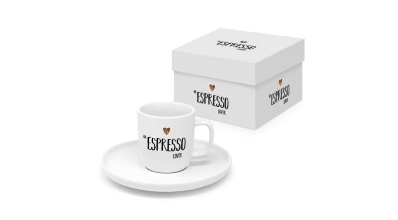 PPD.604615 Porcelán eszpresszócsésze+alj 0,1L, 1 személyes dobozban,Espresso Lover