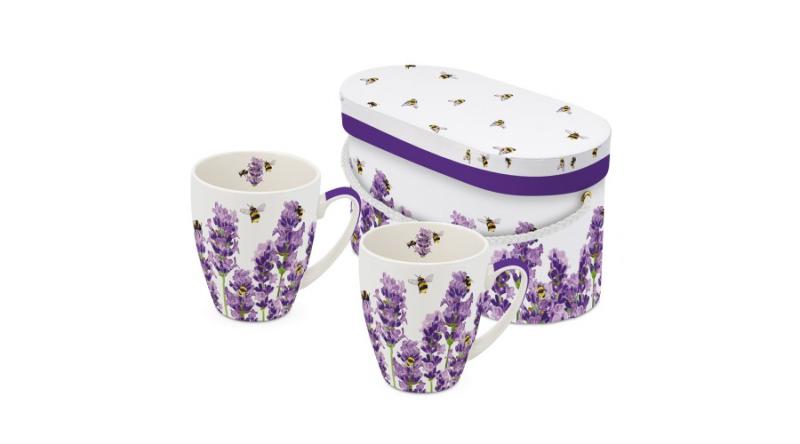 PPD.604683 Porcelánbögre 0,35L dobozban 2db-os, Bees & Lavender, levendula mintás