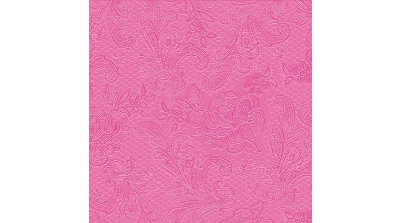 PPD.B007303 Lace Embossed pink dombornyomott papírszalvéta 25x25cm,15db-os