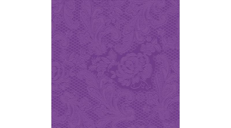 PPD.C007252 Lace Embossed purple dombornyomott papírszalvéta 33x33cm,15db-os
