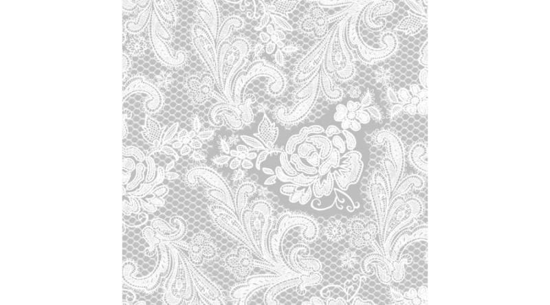 PPD.C007655 Lace Royal silver white dombornyomott papírszalvéta 33x33cm,15db-os