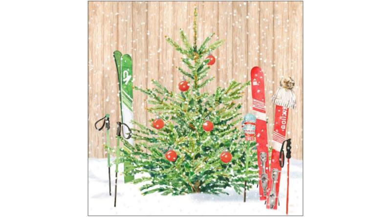 PPD.C333001339 Christmas Skiing papírszalvéta 33x33cm, 20 db-os