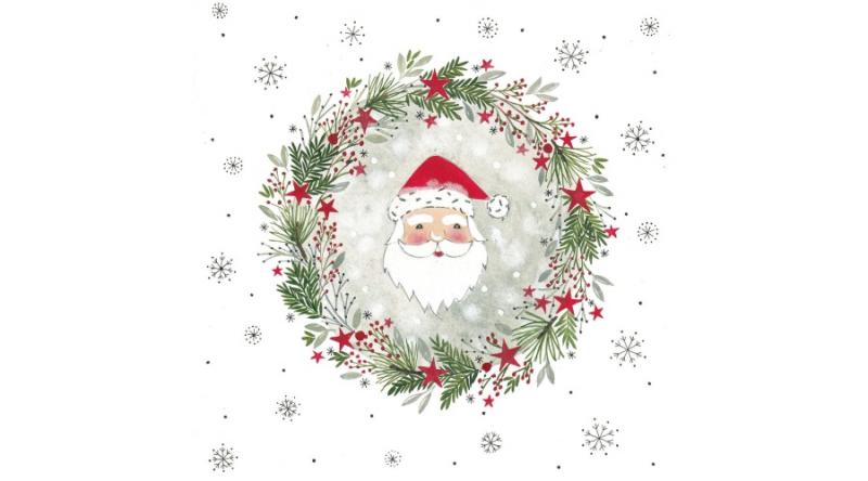 PPD.C333003117 Wreath & Santa papírszalvéta 33x33cm, 20db-os