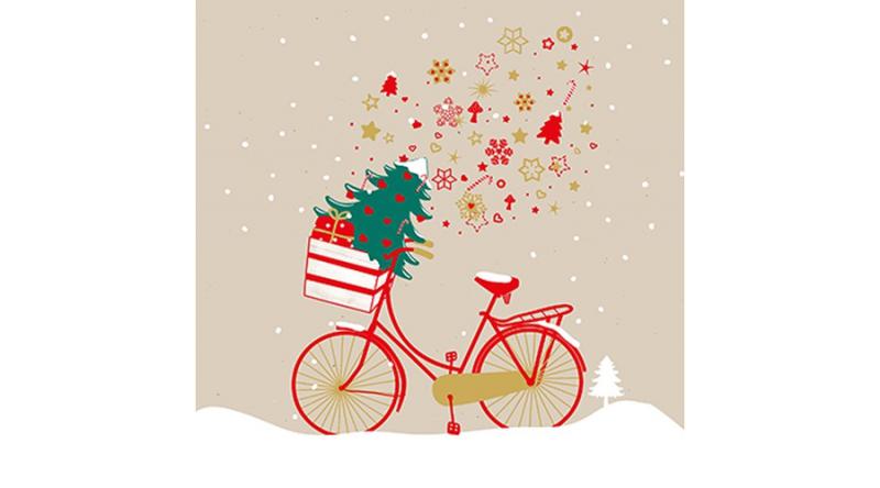 PPD.C3332976 Xmas Bike taupe papírszalvéta 33x33cm,20db-os