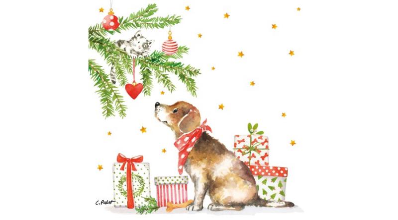 PPD.C3334132 Christmas Dog papírszalvéta 33x33cm, 20db-os