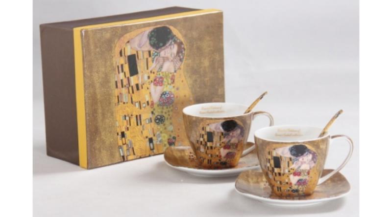 P.P.W6A60-11499 Porceláncsésze+alj kanállal 250ml,2 személyes, Klimt:The Kiss