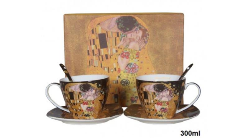 P.P.W8KL360-22406 Porceláncsésze+alj kanállal, 2 személyes, 300ml, Klimt:The Kiss