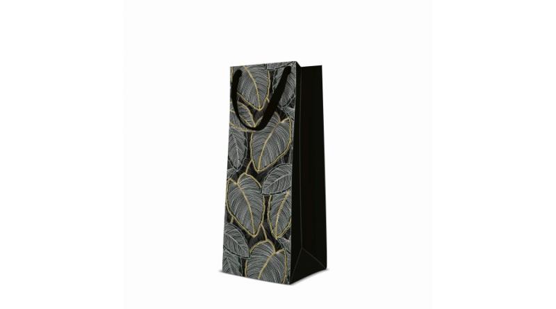 P.W.AGB1016904 Jungle Leaves papír ajándéktáska premium italos 12x37x10cm