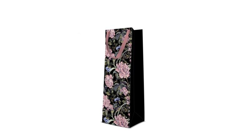 P.W.AGB1018704 Flowers Mystery papír ajándéktáska italos 12x37x10cm