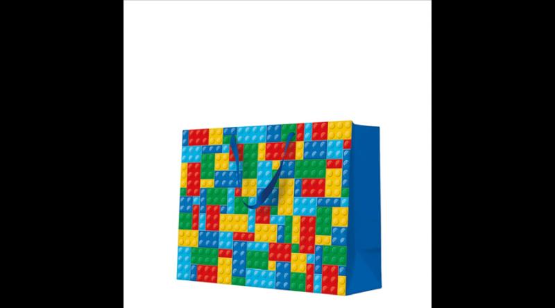 P.W.AGB1028306 Colorful Bricks papír ajándéktáska horizontal 33,5x26,5x13cm