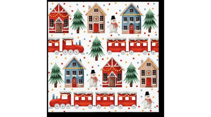 P.W.SDL236600 Cozy Christmas town papírszalvéta 33x33cm,20db-os