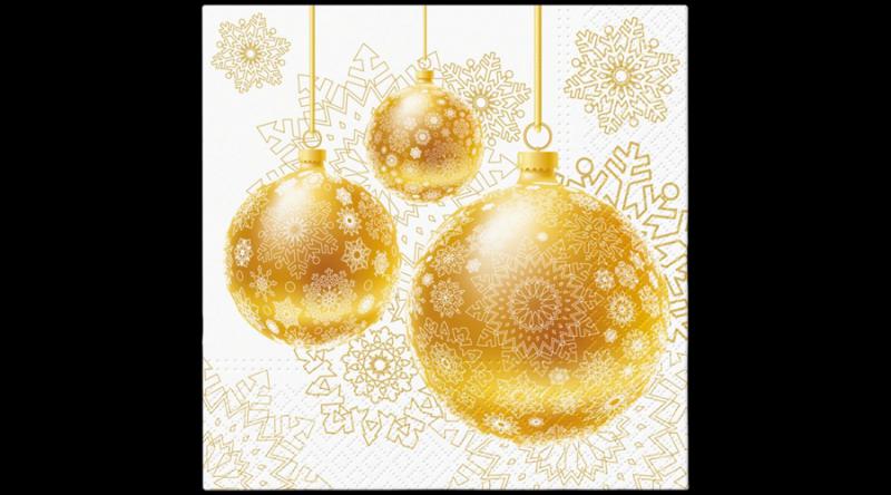 P.W.SDL239000 Gold Ornamental Baubles papírszalvéta 33x33cm,20db-os