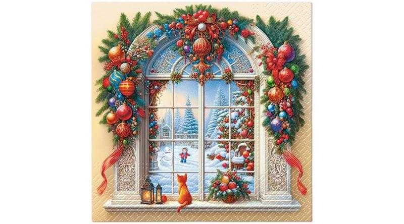 P.W.SDL239900 Holiday Arch Decor papírszalvéta 33x33cm,20db-os