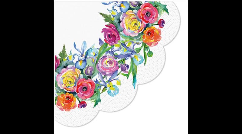 P.W.SDR143300 Painted Rose Corner papírszalvéta 32cm,12db-os