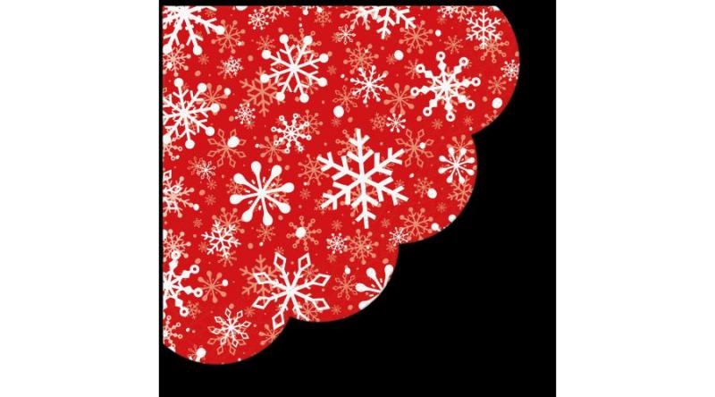 P.W.SDR230633 Christrmas Snowflakes light red papírszalvéta dia 32cm,12db-os