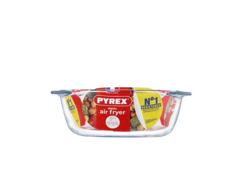 PYREX AIRFRYER kerek üveg tál, füles 20x18x7cm 1l