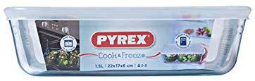 Pyrex Cook&Freeze; téglalap sütőtál+műa.fedő, 22X17X6 cm, 1,5 liter, 203230