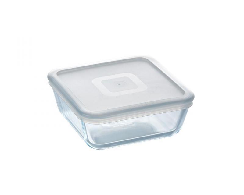 Pyrex Cook Freeze; szögletes sütőtál műa.tetővel, 20X20x7 cm, 2l, 203244