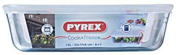 Pyrex Cook Freeze; téglalap sütőtál+műa.fedő, 22X17X6 cm, 1,5 liter, 203230