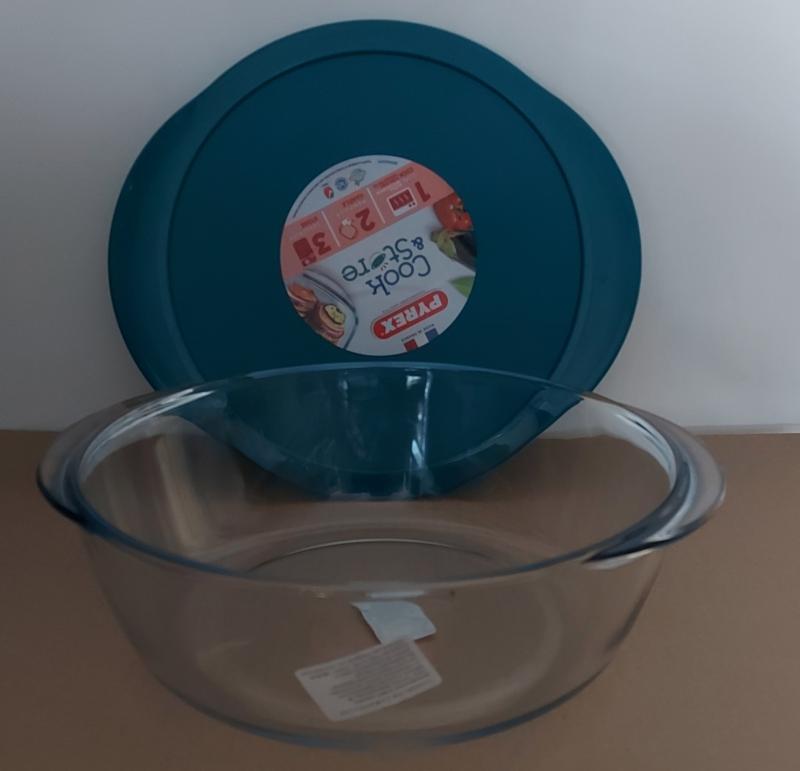 PYREX COOK STORE kerek üveg sütőtál, műanyag tető, 26 cm, 2,3 liter, 203060