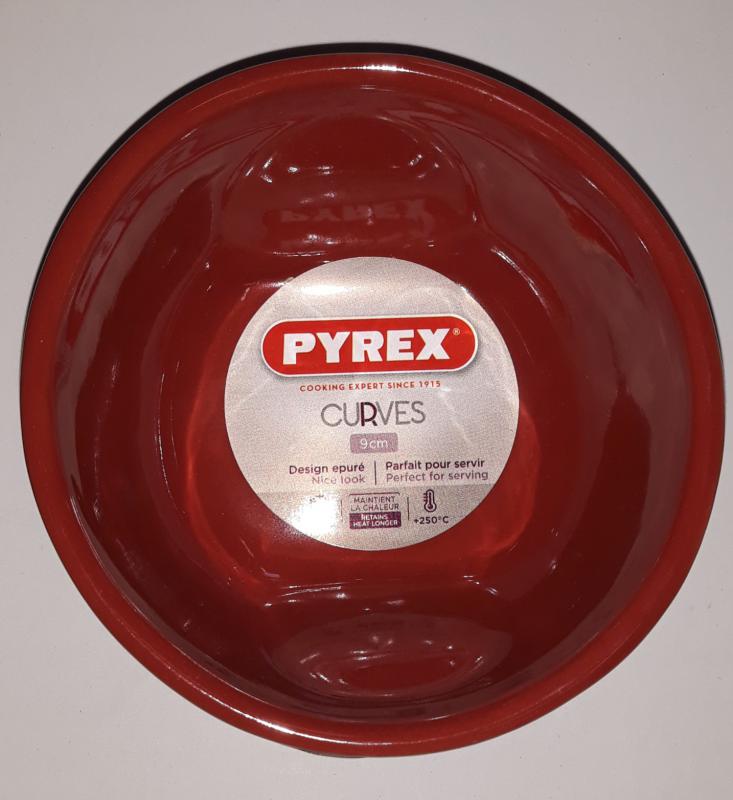 Pyrex Curves Red souffle (szuflé) tálka, kerámia, 9X4,5 cm, 203238