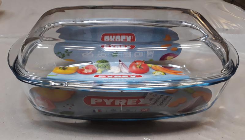 Pyrex Essential sütőtál (jénai) fedővel, szögletes, 6,5 liter (4,3+2,2 liter), 203003
