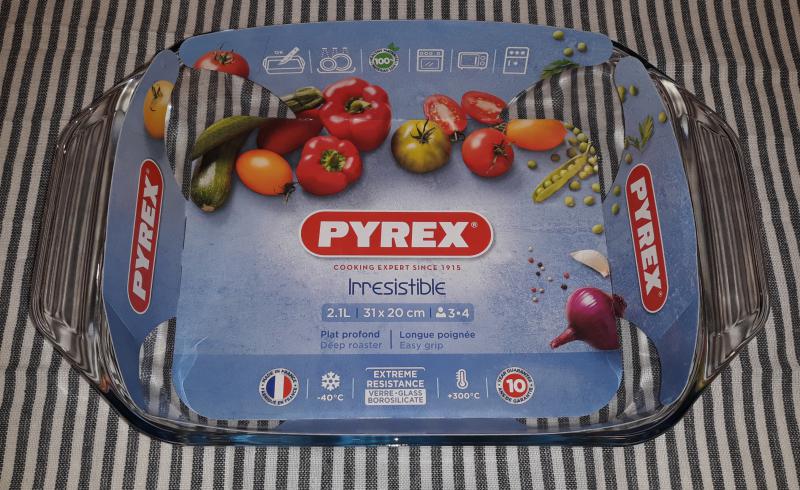 PYREX IRRESISTIBLE szögletes sütőtál, üveg, 31X20x6 cm, 2,1 liter, 203191