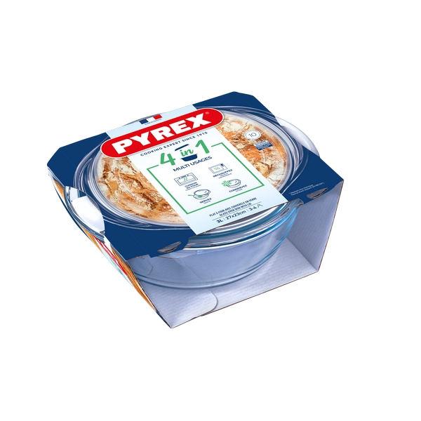 PYREX kerek sütőtál+fedő 3 L(2,3l+0,7l) üveg