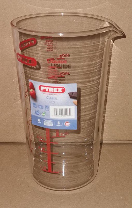 Pyrex mércés pohár, 9x17 cm, 0,5 liter, mérőpohár, 203279