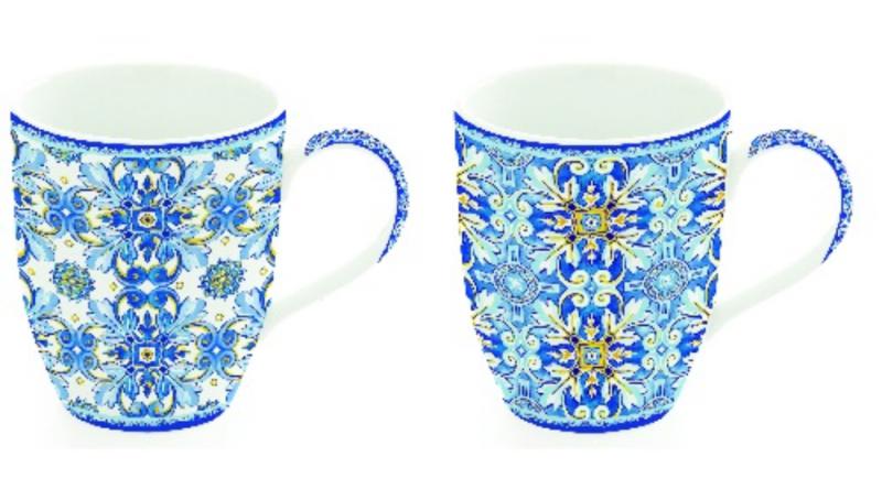 R2S Maiolica Blue porcelán bögreszett, 350 ml, 2db-os dobozban